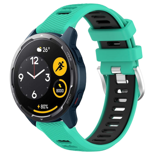 For  Xiaomi Haylou RS4 LS12 22mm Sports Two-Color Steel Buckle Silicone Watch Band(Lake Blue+Black) - Smart Wear by PMC Jewellery | Online Shopping South Africa | PMC Jewellery