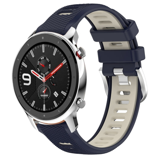 For Amazfit GTR 4 Pro 22mm Cross Texture Two Color Silicone Steel Buckle Watch Band(Midnight Blue + Starlight) -  by PMC Jewellery | Online Shopping South Africa | PMC Jewellery