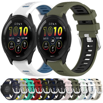 For Garmin Forerunner 265 22mm Sports Two-Color Steel Buckle Silicone Watch Band(Starlight+Black) - Smart Wear by PMC Jewellery | Online Shopping South Africa | PMC Jewellery