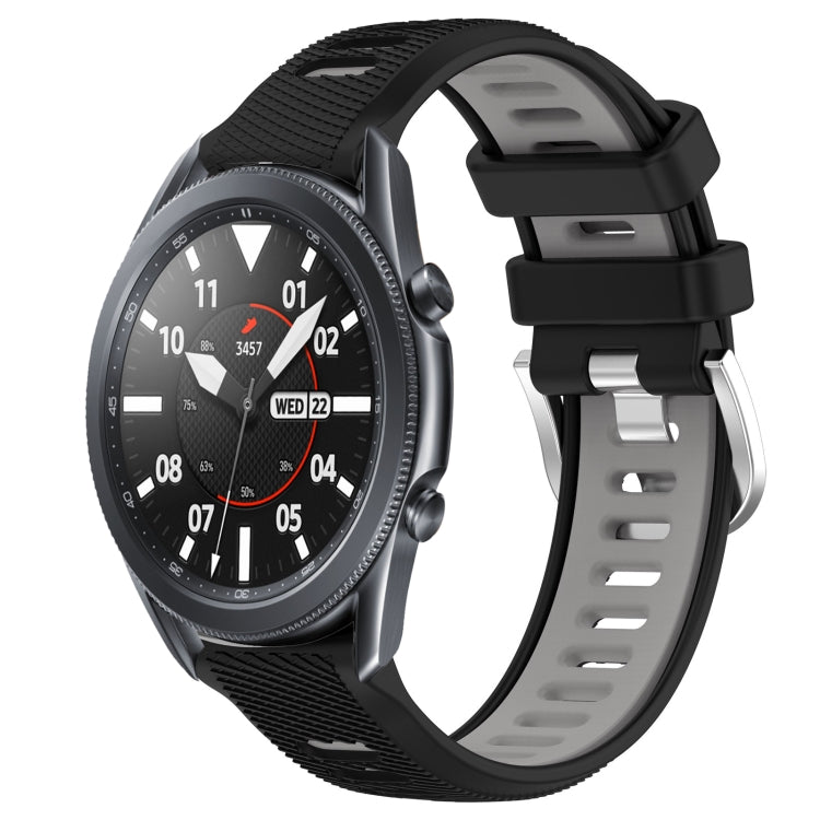 For Samsung Galaxy Watch3 45mm 22mm Sports Two-Color Steel Buckle Silicone Watch Band(Black+Grey) -  by PMC Jewellery | Online Shopping South Africa | PMC Jewellery