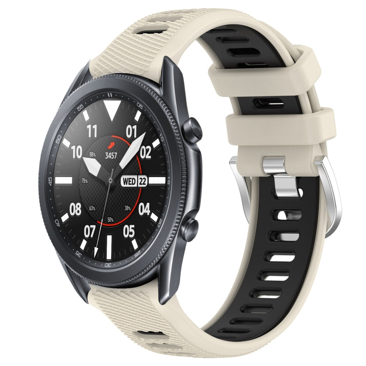 For Samsung Galaxy Watch3 45mm 22mm Sports Two-Color Steel Buckle Silicone Watch Band(Starlight+Black) - Smart Wear by PMC Jewellery | Online Shopping South Africa | PMC Jewellery