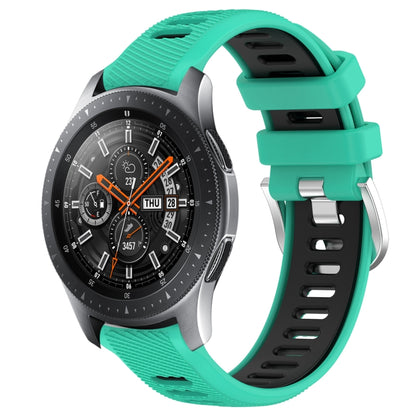 For Samsung Galaxy Watch 46mm 22mm Sports Two-Color Steel Buckle Silicone Watch Band(Lake Blue+Black) - Smart Wear by PMC Jewellery | Online Shopping South Africa | PMC Jewellery