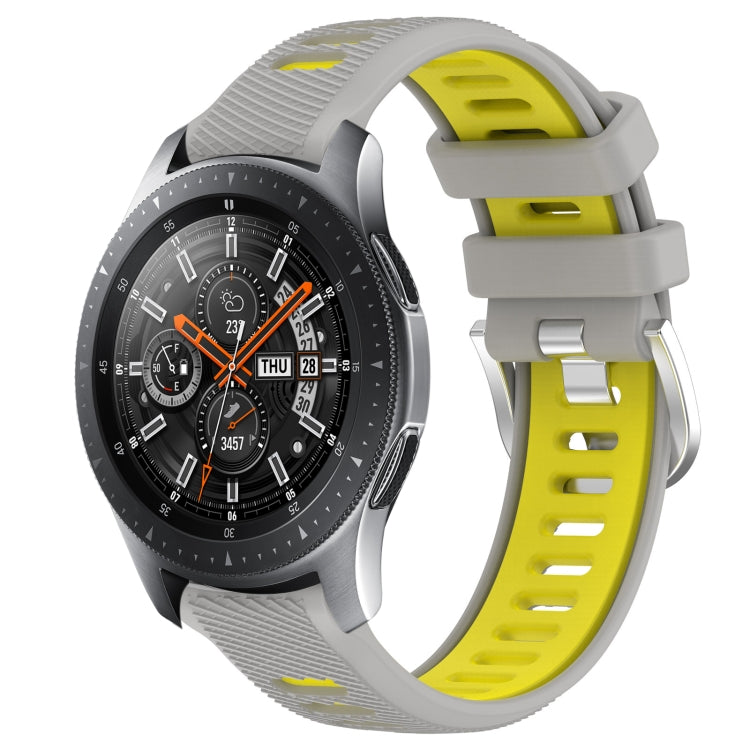 For Samsung Galaxy Watch 46mm 22mm Sports Two-Color Steel Buckle Silicone Watch Band(Grey+Yellow) - Smart Wear by PMC Jewellery | Online Shopping South Africa | PMC Jewellery