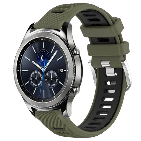 For Samsung Gear S3 Classic 22mm Sports Two-Color Steel Buckle Silicone Watch Band(Army Green+Black) - Smart Wear by PMC Jewellery | Online Shopping South Africa | PMC Jewellery