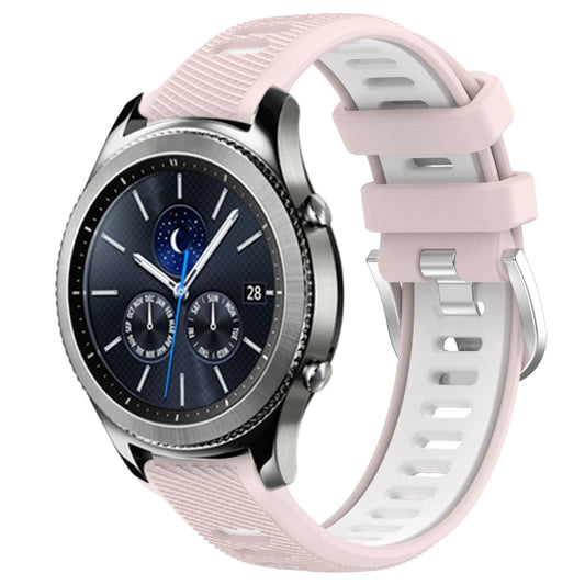 For Samsung Gear S3 Classic 22mm Sports Two-Color Steel Buckle Silicone Watch Band(Pink+White) - Smart Wear by PMC Jewellery | Online Shopping South Africa | PMC Jewellery