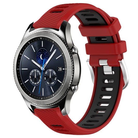 For Samsung Gear S3 Classic 22mm Sports Two-Color Steel Buckle Silicone Watch Band(Red+Black) - Smart Wear by PMC Jewellery | Online Shopping South Africa | PMC Jewellery
