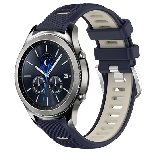 For Samsung Gear S3 Classic 22mm Sports Two-Color Steel Buckle Silicone Watch Band(Midnight Blue+Starlight) - Smart Wear by PMC Jewellery | Online Shopping South Africa | PMC Jewellery