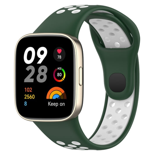 For Redmi Watch 3 Sports Two-Color Silicone Watch Band(Dark Green+White) - Smart Wear by PMC Jewellery | Online Shopping South Africa | PMC Jewellery