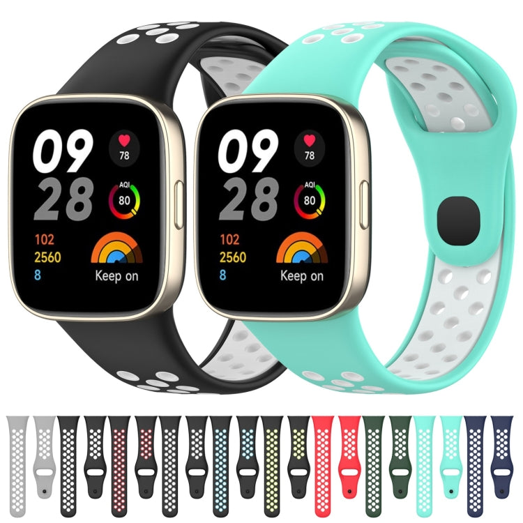 For Redmi Watch 3 Sports Two-Color Silicone Watch Band(Teal+White) - Smart Wear by PMC Jewellery | Online Shopping South Africa | PMC Jewellery