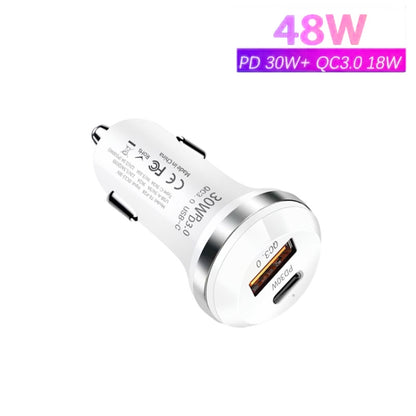 P28 USB-C PD30W + QC3.0 18W USB Dual Port Car Charger(White) - Car Charger by PMC Jewellery | Online Shopping South Africa | PMC Jewellery