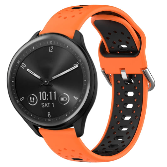 For Garmin Vivomove Sport 20mm Breathable Two-Color Silicone Watch Band(Orange+Black) - Watch Bands by PMC Jewellery | Online Shopping South Africa | PMC Jewellery