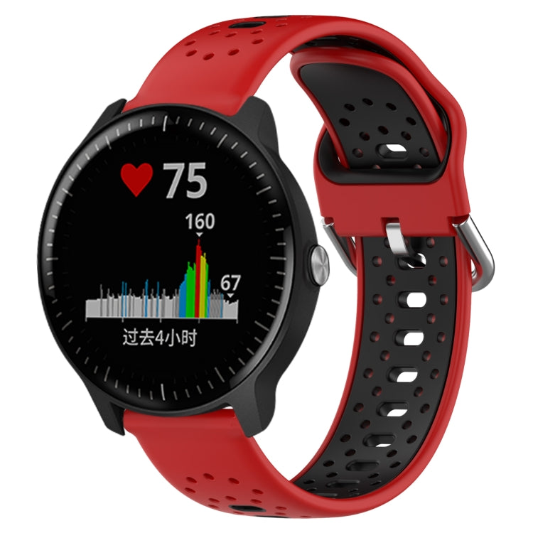 For Garmin Vivoactive3 Music 20mm Breathable Two-Color Silicone Watch Band(Red+Black) - Watch Bands by PMC Jewellery | Online Shopping South Africa | PMC Jewellery