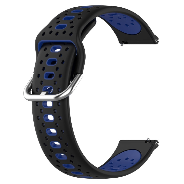 For Garmin Approach S40 20mm Breathable Two-Color Silicone Watch Band(Black+Blue) - Watch Bands by PMC Jewellery | Online Shopping South Africa | PMC Jewellery