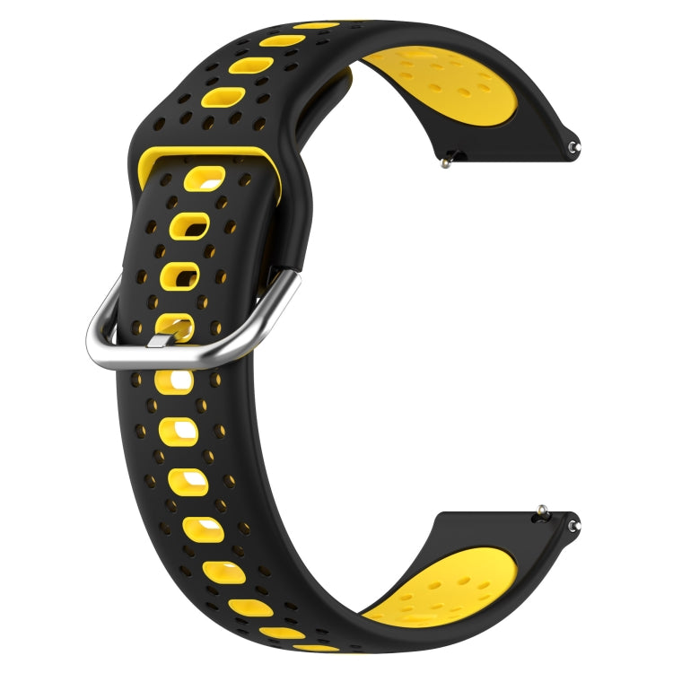 For Garmin VivoMove Luxe 20mm Breathable Two-Color Silicone Watch Band(Black+Yellow) - Watch Bands by PMC Jewellery | Online Shopping South Africa | PMC Jewellery