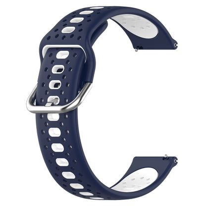 For Garmin Forerunner Sq2 20mm Breathable Two-Color Silicone Watch Band(Midnight Blue+White) - Watch Bands by PMC Jewellery | Online Shopping South Africa | PMC Jewellery