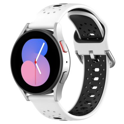 For Samsung Galaxy Watch 5 44mm 20mm Breathable Two-Color Silicone Watch Band(White+Black) - Watch Bands by PMC Jewellery | Online Shopping South Africa | PMC Jewellery