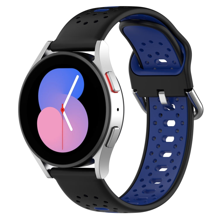 For Samsung Galaxy Watch 5 44mm 20mm Breathable Two-Color Silicone Watch Band(Black+Blue) - Watch Bands by PMC Jewellery | Online Shopping South Africa | PMC Jewellery