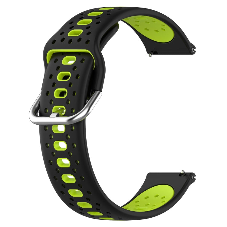 For Samsung Galaxy Watch 4 44mm 20mm Breathable Two-Color Silicone Watch Band(Black+Lime Green) - Watch Bands by PMC Jewellery | Online Shopping South Africa | PMC Jewellery