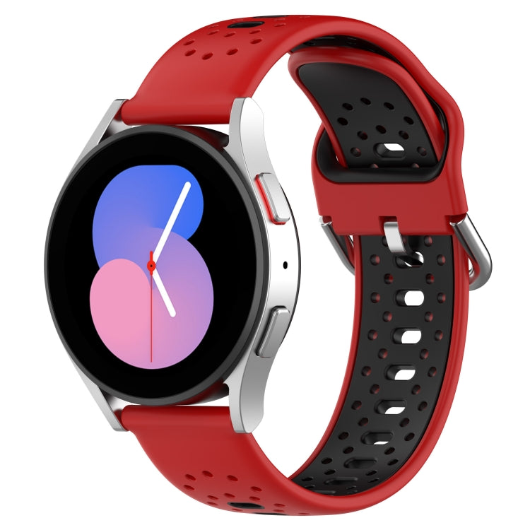 For Samsung Galaxy Watch 4 44mm 20mm Breathable Two-Color Silicone Watch Band(Red+Black) - Watch Bands by PMC Jewellery | Online Shopping South Africa | PMC Jewellery