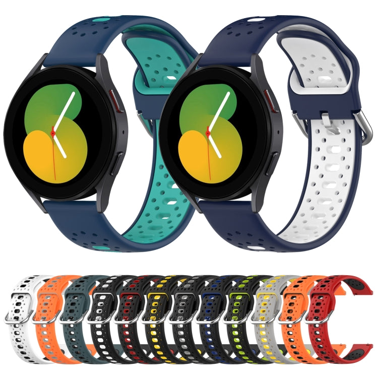 For Samsung Galaxy Watch Active 2 44mm 20mm Breathable Two-Color Silicone Watch Band(Black+White) - Watch Bands by PMC Jewellery | Online Shopping South Africa | PMC Jewellery