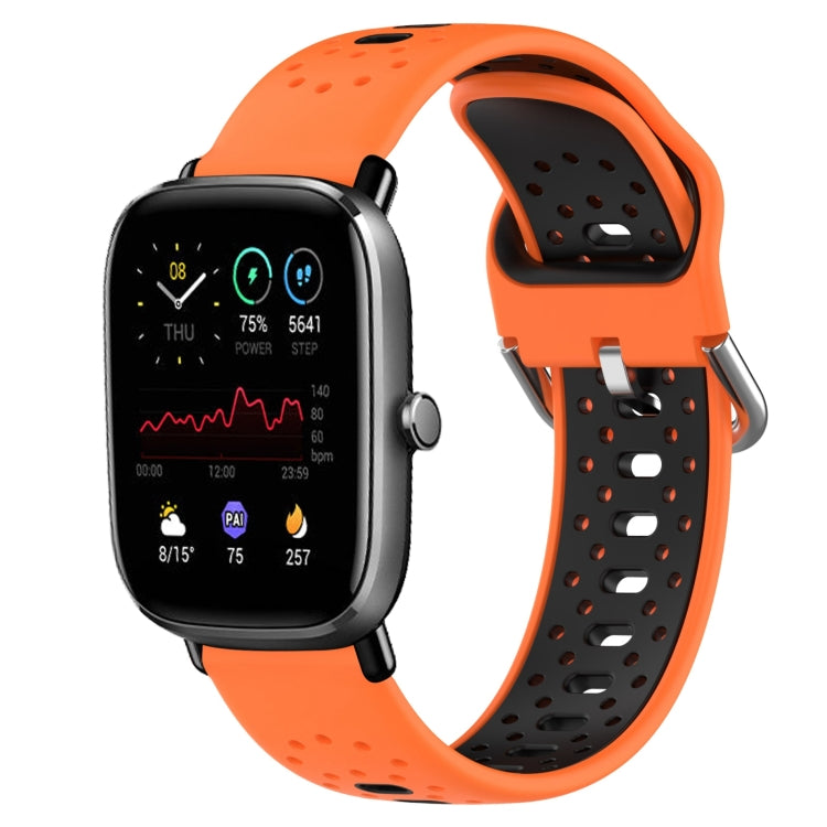 For Amazfit GTS 4 Mini 20mm Breathable Two-Color Silicone Watch Band(Orange+Black) - Watch Bands by PMC Jewellery | Online Shopping South Africa | PMC Jewellery