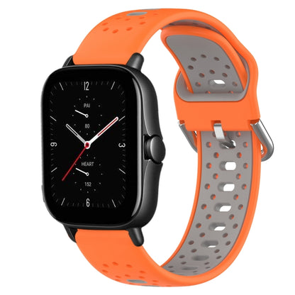 For Amazfit GTS 2E 20mm Breathable Two-Color Silicone Watch Band(Orange+Grey) - Watch Bands by PMC Jewellery | Online Shopping South Africa | PMC Jewellery