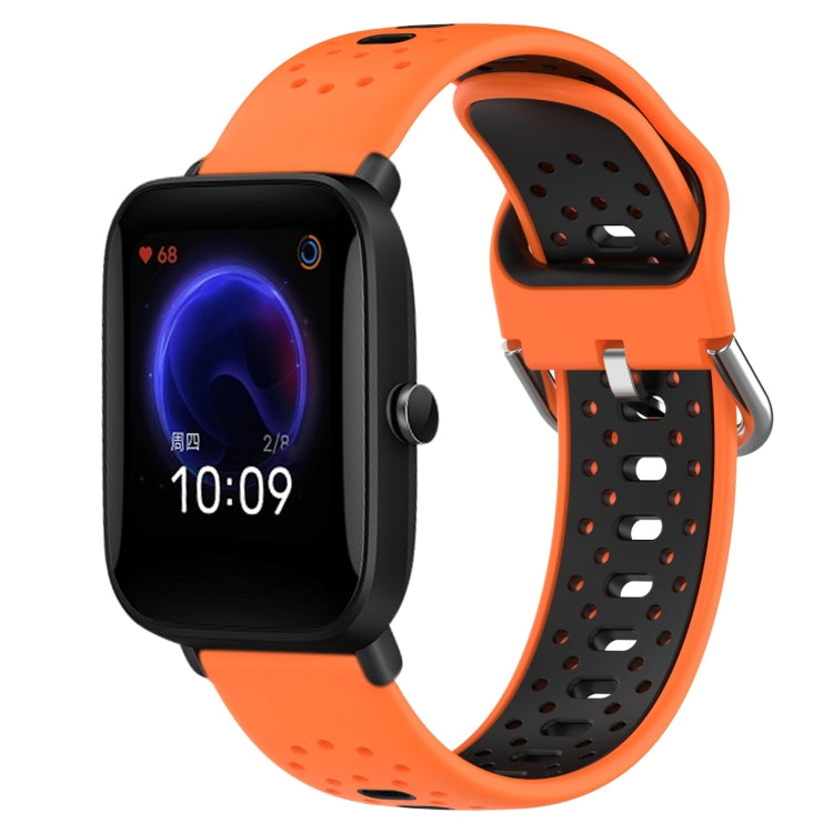 For Amazfit Pop 20mm Breathable Two-Color Silicone Watch Band(Orange+Black) - Watch Bands by PMC Jewellery | Online Shopping South Africa | PMC Jewellery