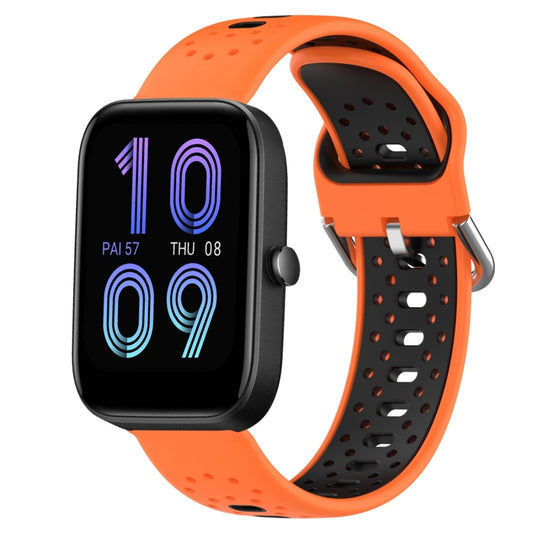 For Amazfit Bip3 20mm Breathable Two-Color Silicone Watch Band(Orange+Black) - Watch Bands by PMC Jewellery | Online Shopping South Africa | PMC Jewellery