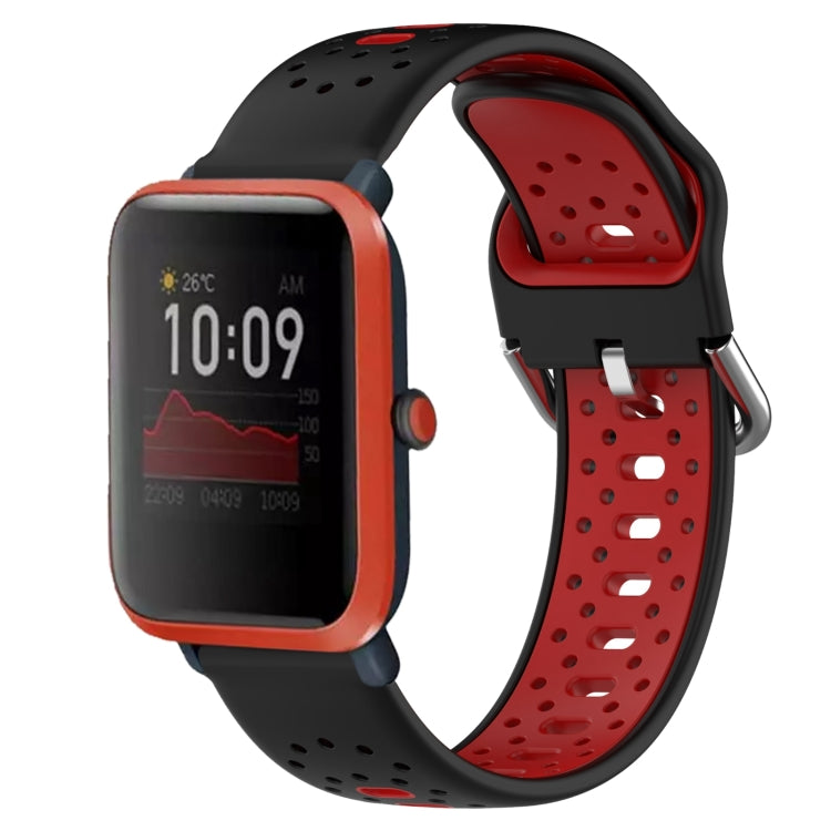 For Amazfit Bip 1S 20mm Breathable Two-Color Silicone Watch Band(Black+Red) - Watch Bands by PMC Jewellery | Online Shopping South Africa | PMC Jewellery