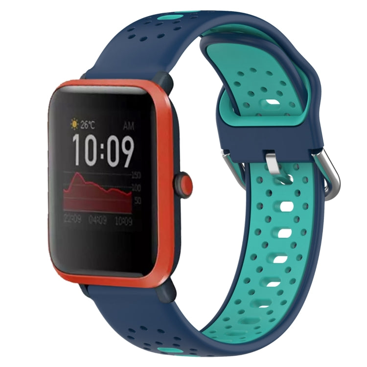 For Amazfit Bip 1S 20mm Breathable Two-Color Silicone Watch Band(Blue+Water Duck) - Watch Bands by PMC Jewellery | Online Shopping South Africa | PMC Jewellery