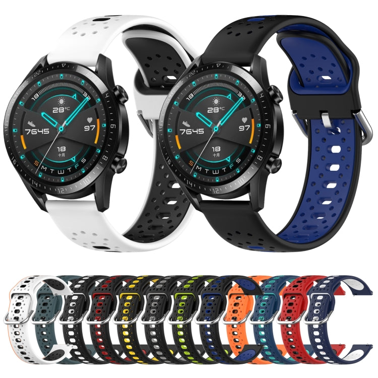 For Huawei Watch GT3 Pro 43mm 20mm Breathable Two-Color Silicone Watch Band(Blue+Teal) - Watch Bands by PMC Jewellery | Online Shopping South Africa | PMC Jewellery