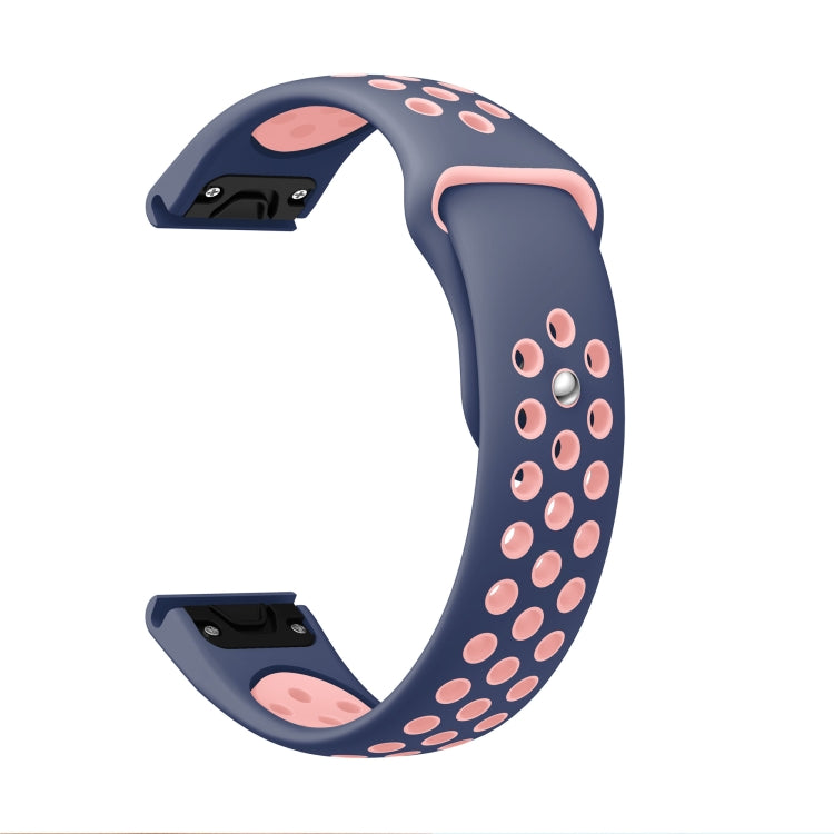 For Garmin Instinct Crossover 22mm Sports Breathable Silicone Watch Band(Midnight Blue+Pink) -  by PMC Jewellery | Online Shopping South Africa | PMC Jewellery