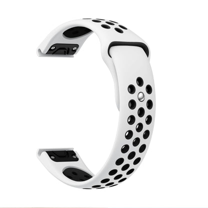 For Garmin Instinct Crossover Solar 22mm Sports Breathable Silicone Watch Band(White+Black) -  by PMC Jewellery | Online Shopping South Africa | PMC Jewellery