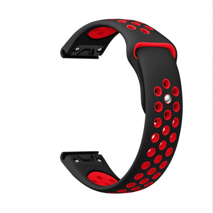 For Garmin Fenix 7 22mm Sports Breathable Silicone Watch Band(Black+Red) - Watch Bands by PMC Jewellery | Online Shopping South Africa | PMC Jewellery