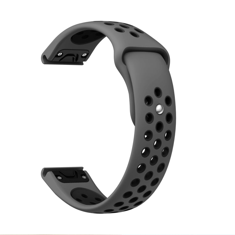 For Garmin EPIX Gen 2 22mm Sports Breathable Silicone Watch Band(Grey+Black) -  by PMC Jewellery | Online Shopping South Africa | PMC Jewellery