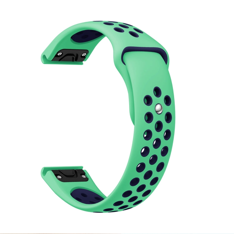 For Garmin Approach S62 22mm Sports Breathable Silicone Watch Band(Mint Green+Midnight Blue) -  by PMC Jewellery | Online Shopping South Africa | PMC Jewellery