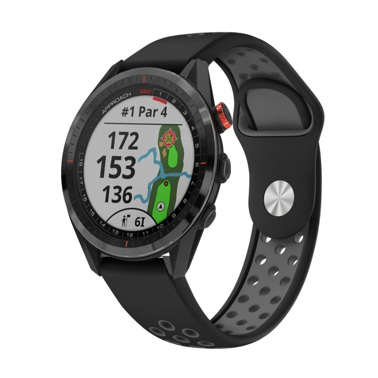 For Garmin Approach S62 22mm Sports Breathable Silicone Watch Band(Black+Grey) -  by PMC Jewellery | Online Shopping South Africa | PMC Jewellery