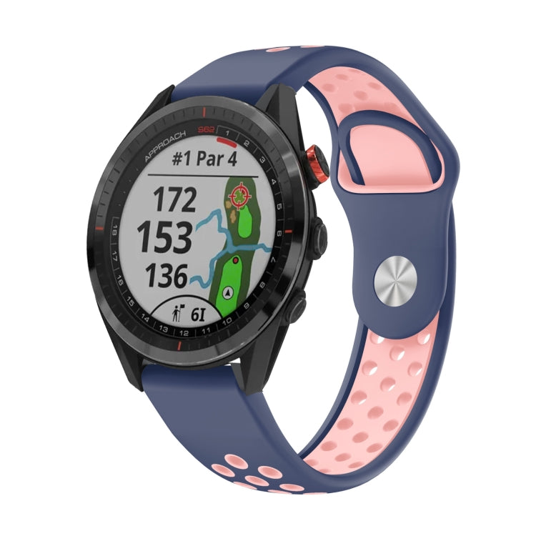 For Garmin Approach S62 22mm Sports Breathable Silicone Watch Band(Midnight Blue+Pink) -  by PMC Jewellery | Online Shopping South Africa | PMC Jewellery