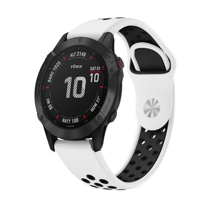 For Garmin Fenix 6 Pro GPS 22mm Sports Breathable Silicone Watch Band(White+Black) -  by PMC Jewellery | Online Shopping South Africa | PMC Jewellery