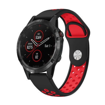 For Garmin Fenix 5 Plus 22mm Sports Breathable Silicone Watch Band(Black+Red) -  by PMC Jewellery | Online Shopping South Africa | PMC Jewellery