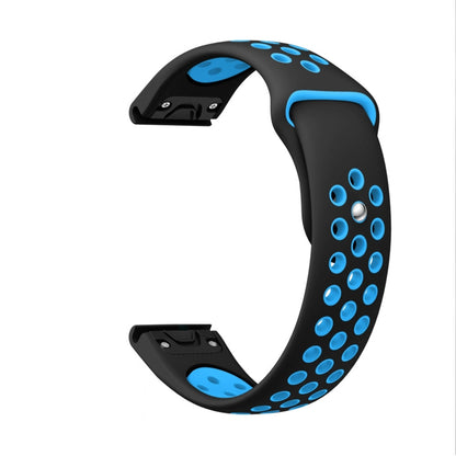 For Garmin Forerunner 935 22mm Sports Breathable Silicone Watch Band(Black+Blue) -  by PMC Jewellery | Online Shopping South Africa | PMC Jewellery