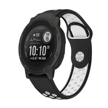 For Garmin Instinct 2 22mm Sports Breathable Silicone Watch Band(Black+White) -  by PMC Jewellery | Online Shopping South Africa | PMC Jewellery