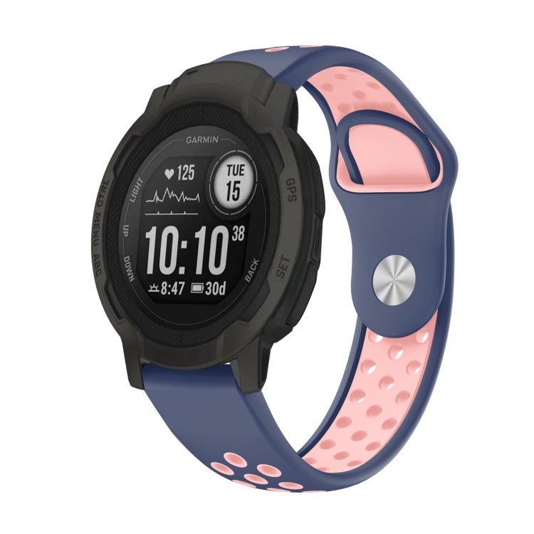 For Garmin Instinct 2 22mm Sports Breathable Silicone Watch Band(Midnight Blue+Pink) -  by PMC Jewellery | Online Shopping South Africa | PMC Jewellery