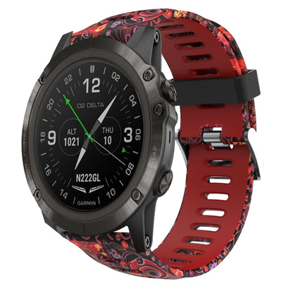 For Garmin D2 Delta PX 26mm Camouflage Printed Silicone Watch Band(Red+Jellyfish Camouflage) -  by PMC Jewellery | Online Shopping South Africa | PMC Jewellery