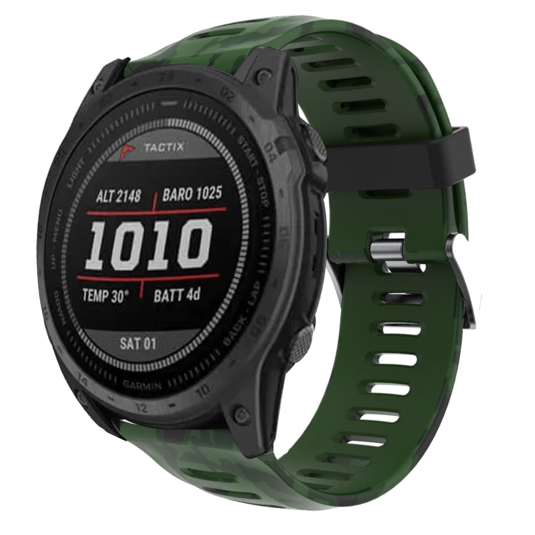 For Garmin Tactix 7 26mm Camouflage Printed Silicone Watch Band(Army Green+Army Camouflage) -  by PMC Jewellery | Online Shopping South Africa | PMC Jewellery