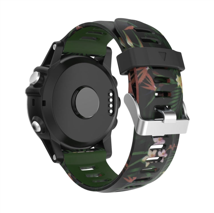 For Garmin Fenix 7X Solar 26mm Camouflage Printed Silicone Watch Band(Army Green+Bamboo Camouflage) - Watch Bands by PMC Jewellery | Online Shopping South Africa | PMC Jewellery