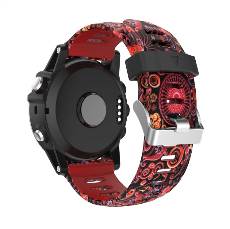 For Garmin Fenix 6X 26mm Camouflage Printed Silicone Watch Band(Red+Jellyfish Camouflage) -  by PMC Jewellery | Online Shopping South Africa | PMC Jewellery