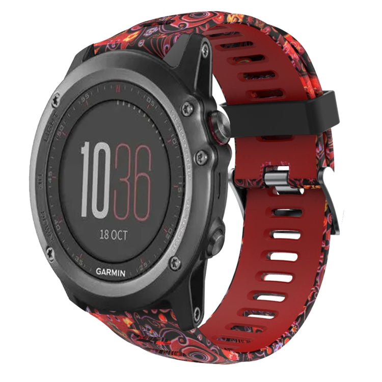 For Garmin Fenix 3 26mm Camouflage Printed Silicone Watch Band(Red+Jellyfish Camouflage) -  by PMC Jewellery | Online Shopping South Africa | PMC Jewellery