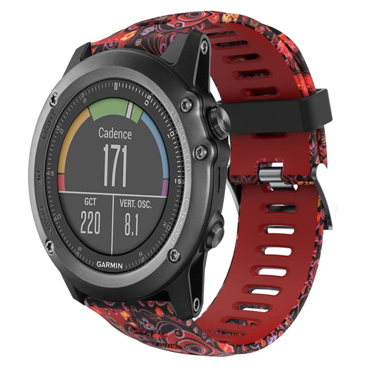 For Garmin Fenix 3 Sapphire 26mm Camouflage Printed Silicone Watch Band(Red+Jellyfish Camouflage) -  by PMC Jewellery | Online Shopping South Africa | PMC Jewellery