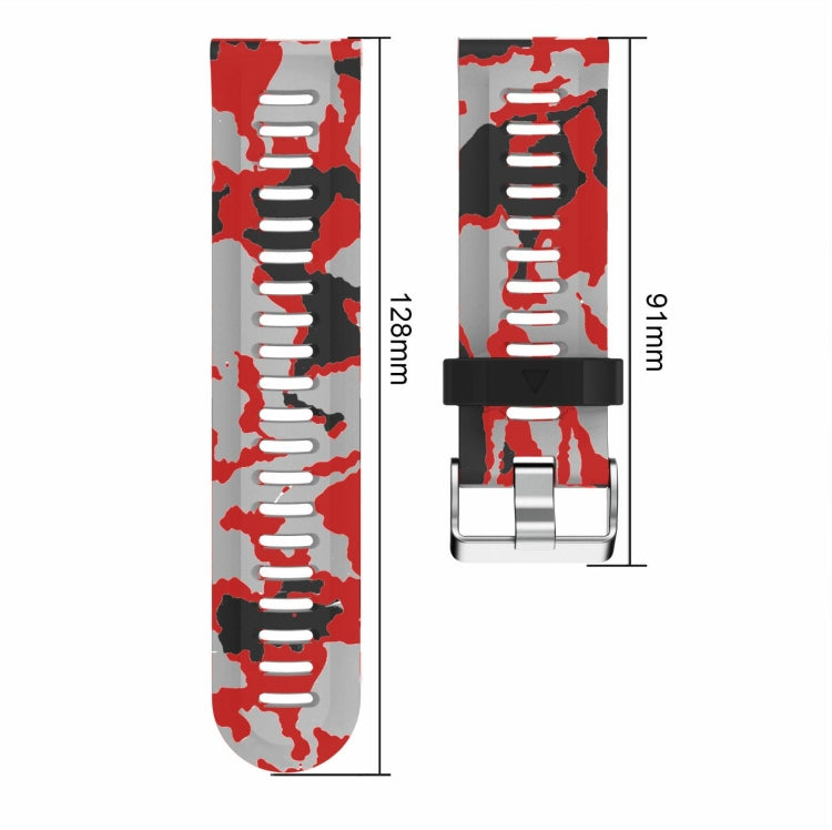 For Garmin Descent MK 1 26mm Camouflage Printed Silicone Watch Band(Red+Jellyfish Camouflage) -  by PMC Jewellery | Online Shopping South Africa | PMC Jewellery